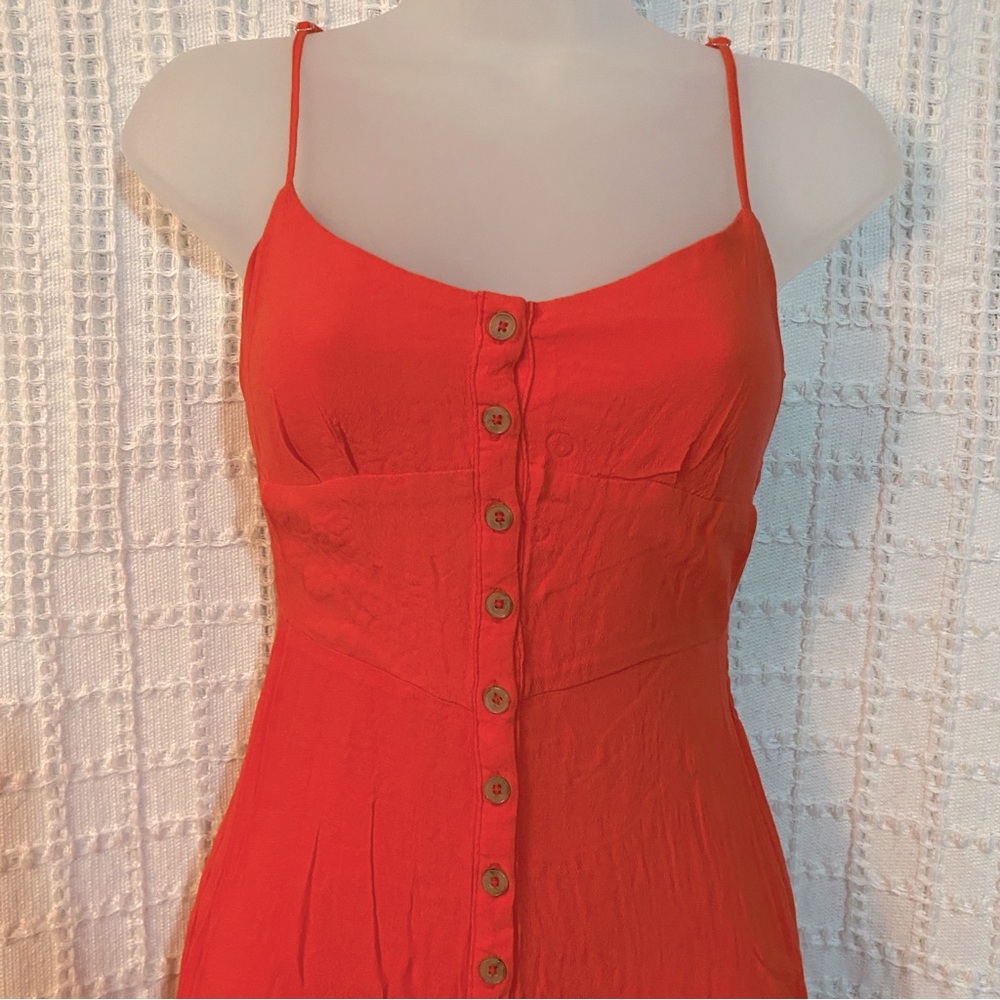 Forever 21 Coral/Orange Button-Down Sundress, Size Small - Picture 2 of 4
